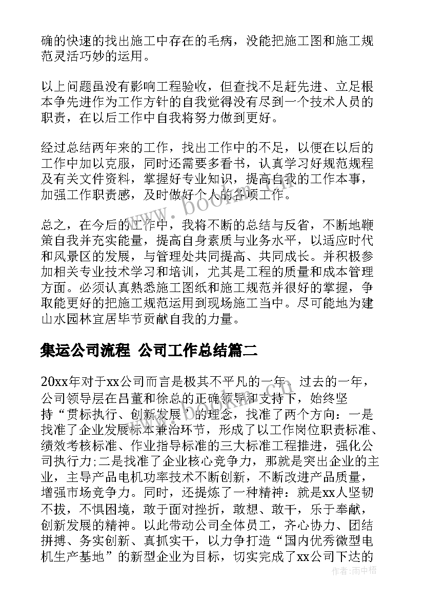 2023年集运公司流程 公司工作总结(优质6篇)