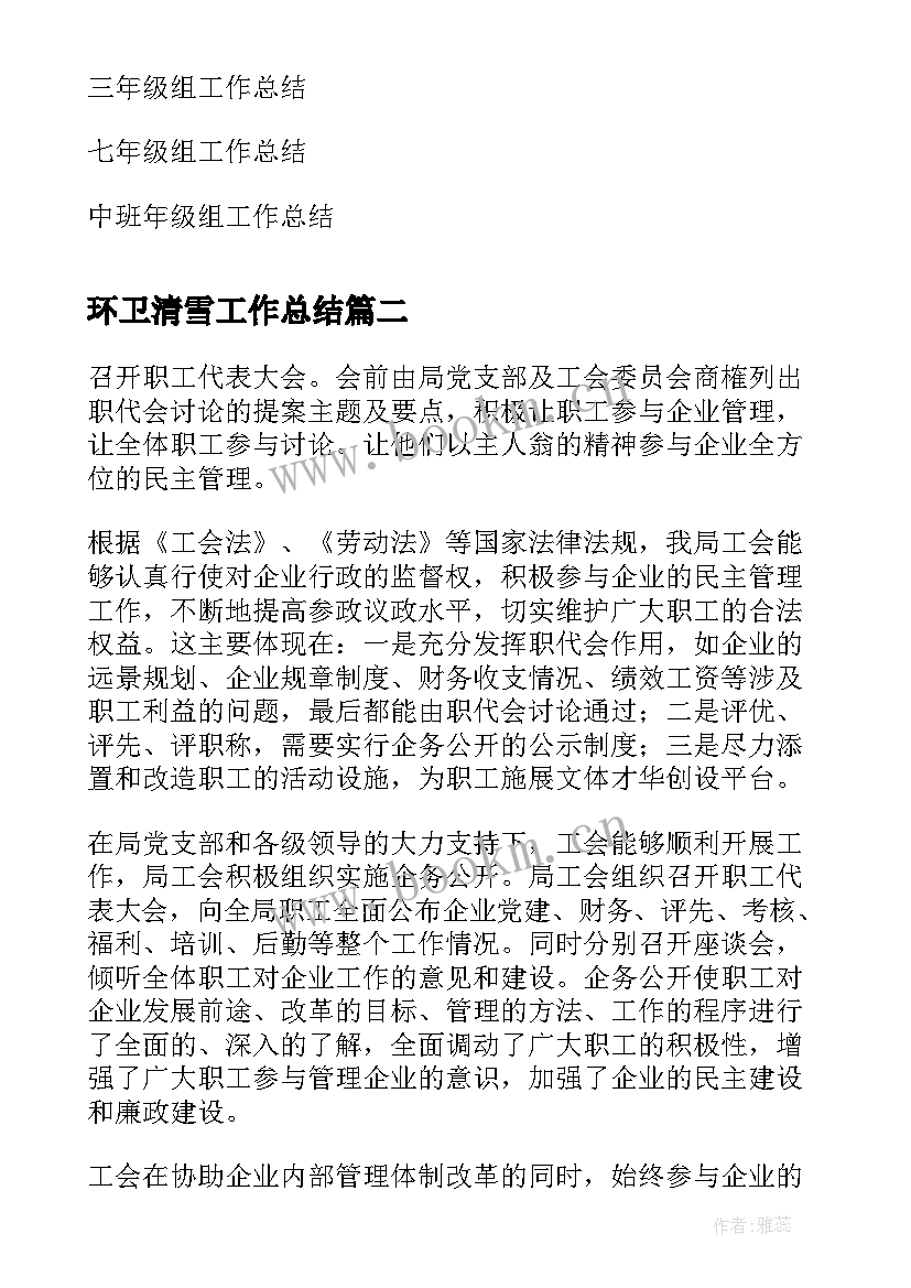 环卫清雪工作总结(实用7篇)