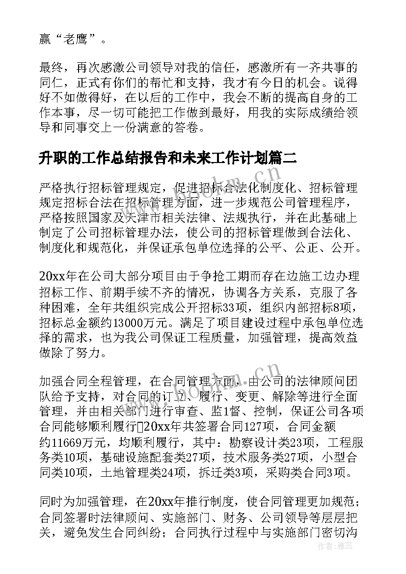 2023年升职的工作总结报告和未来工作计划(通用5篇)