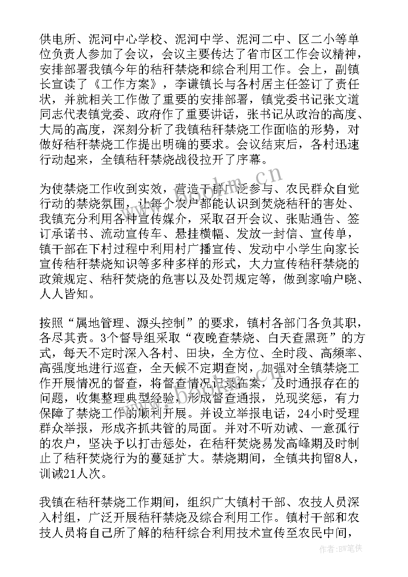 村秸秆禁烧工作总结(通用5篇)