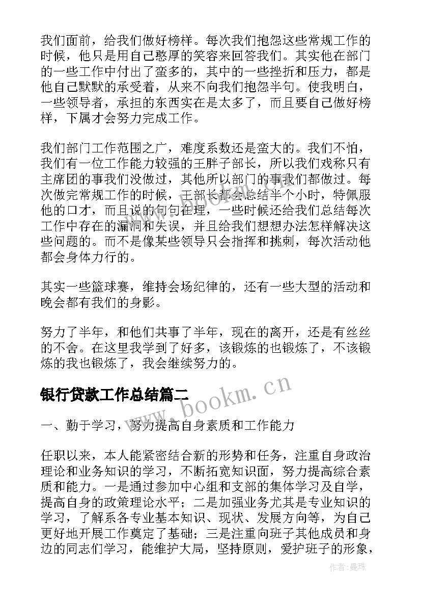 2023年银行贷款工作总结(精选5篇)