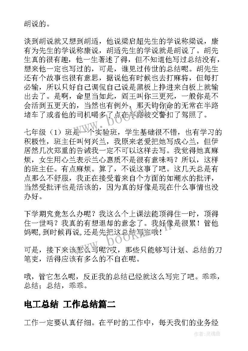 最新电工总结 工作总结(优秀7篇)