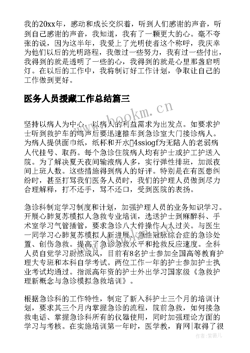 医务人员援藏工作总结(大全10篇)