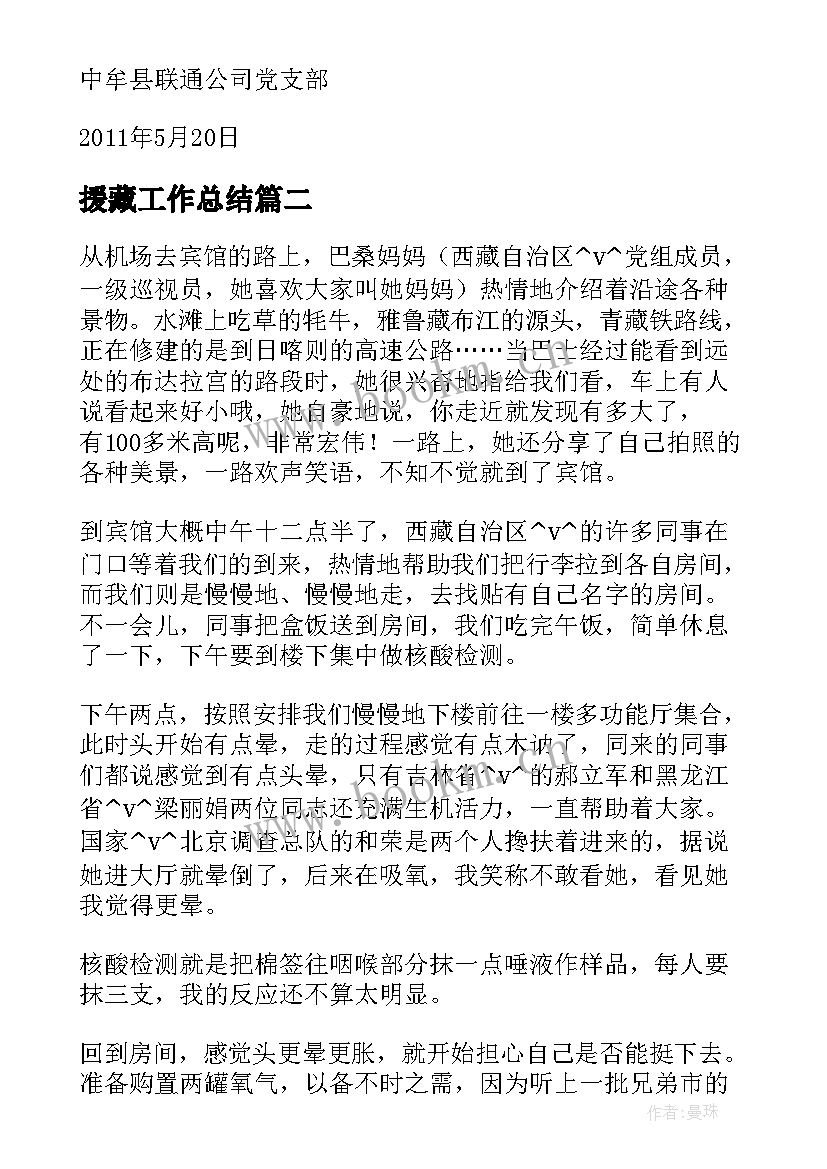 援藏工作总结(大全7篇)