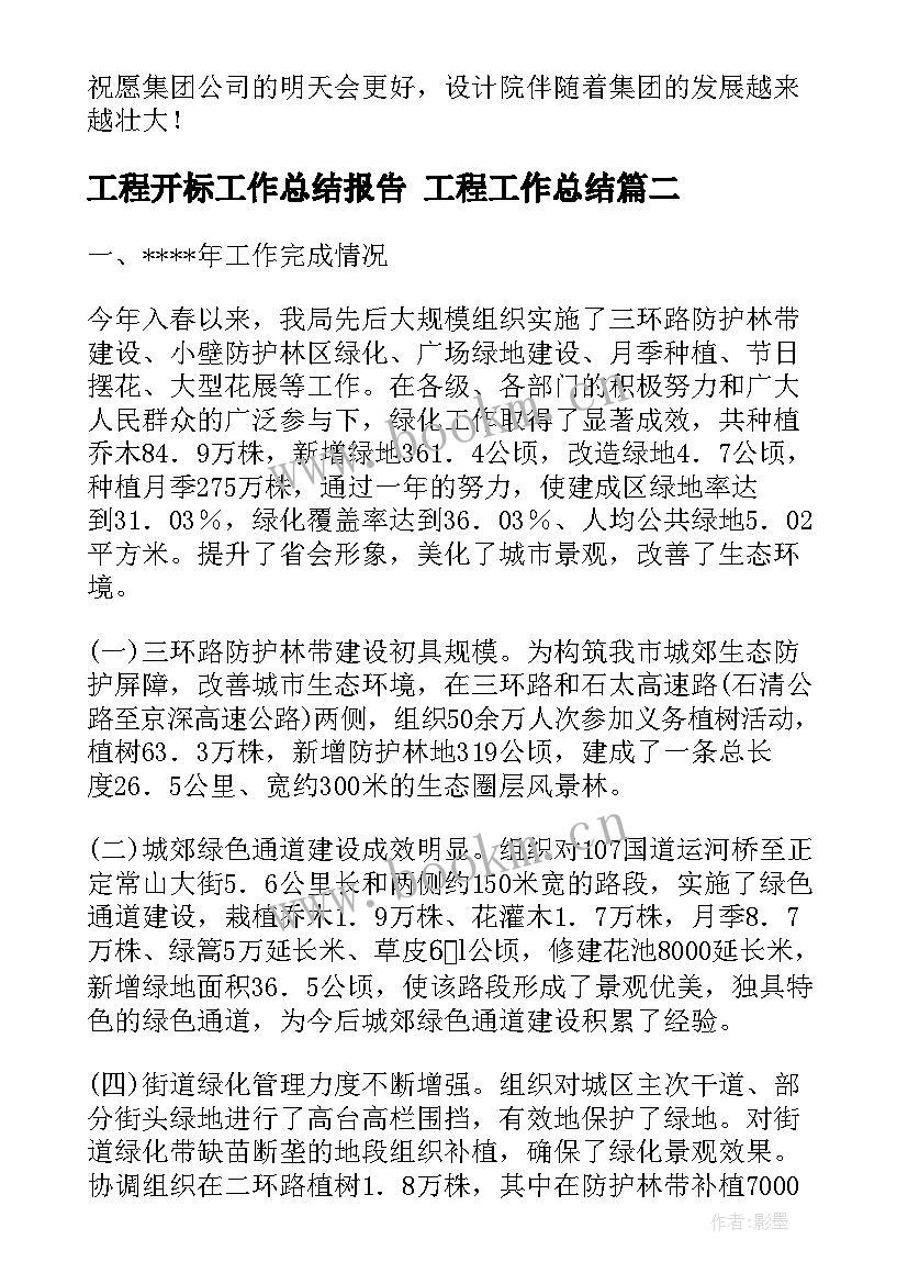 2023年工程开标工作总结报告 工程工作总结(大全8篇)