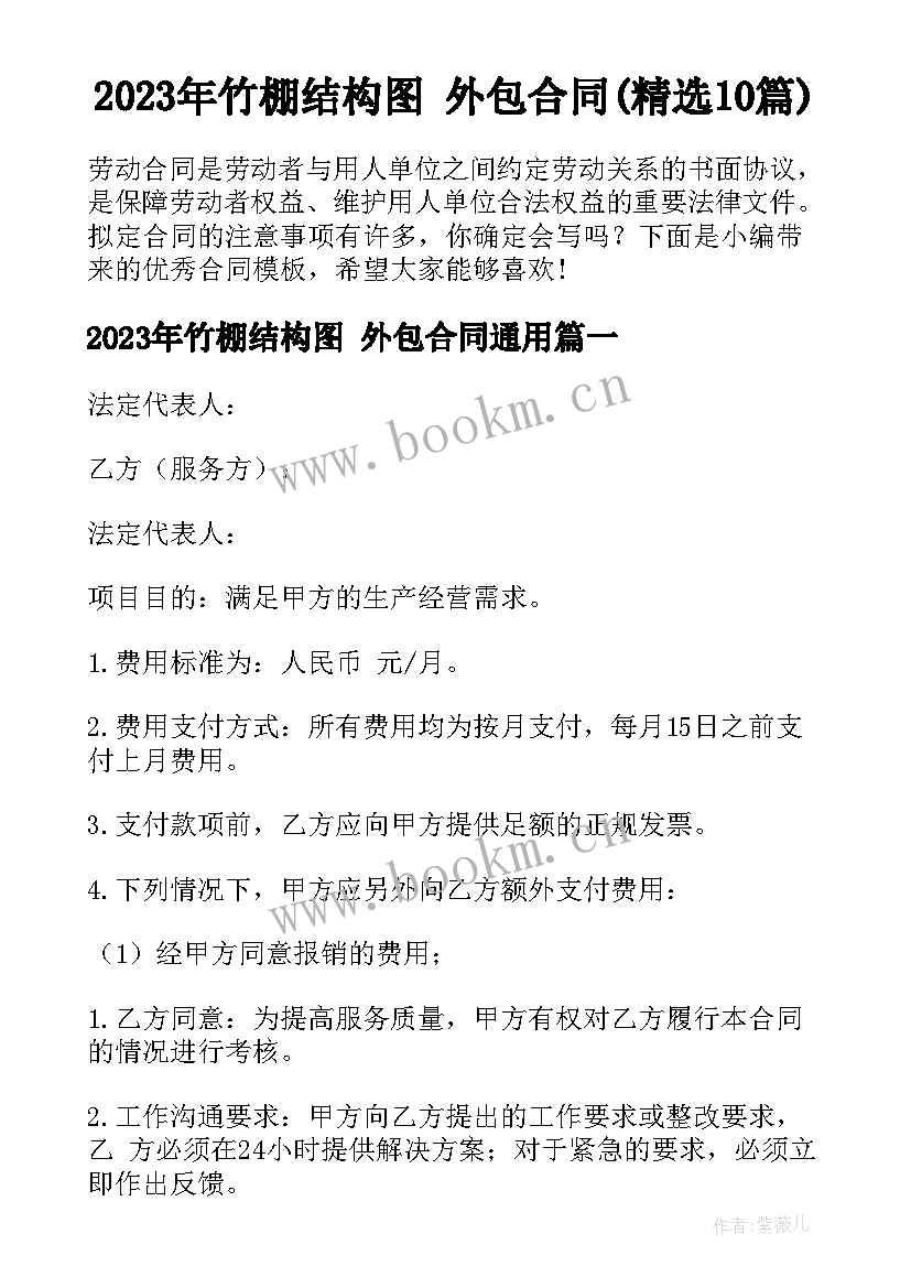 2023年竹棚结构图 外包合同(精选10篇)