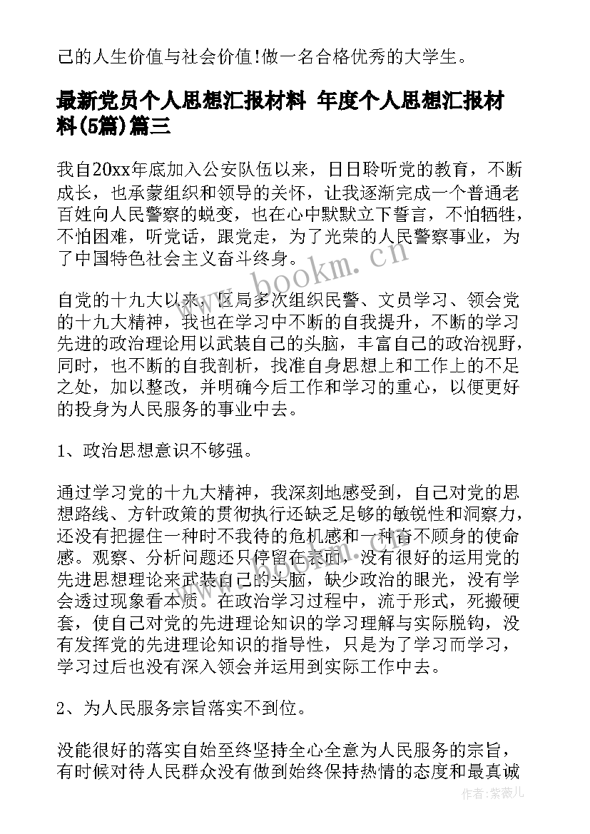 最新党员个人思想汇报材料 年度个人思想汇报材料(优秀5篇)