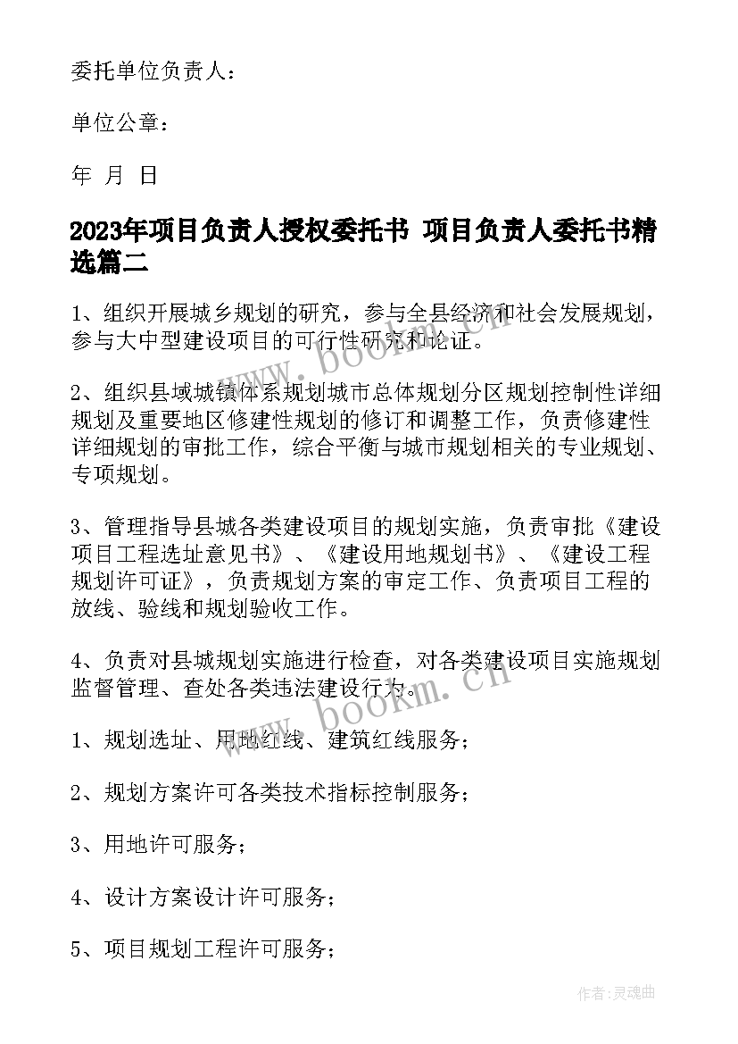 项目负责人授权委托书 项目负责人委托书(模板9篇)