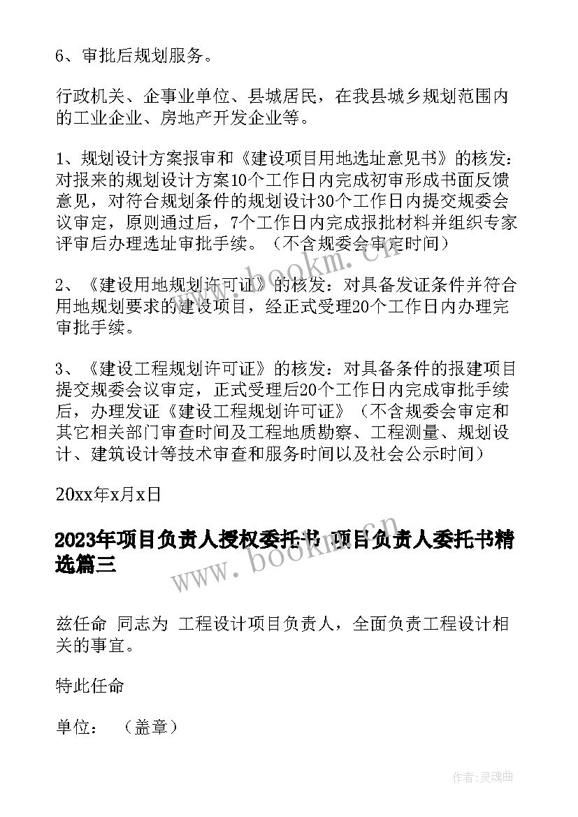 项目负责人授权委托书 项目负责人委托书(模板9篇)