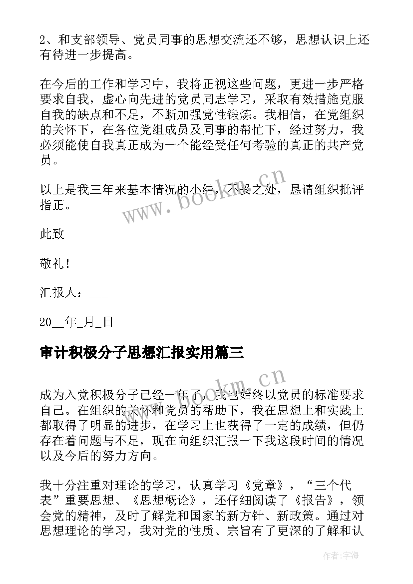 2023年审计积极分子思想汇报(优秀5篇)