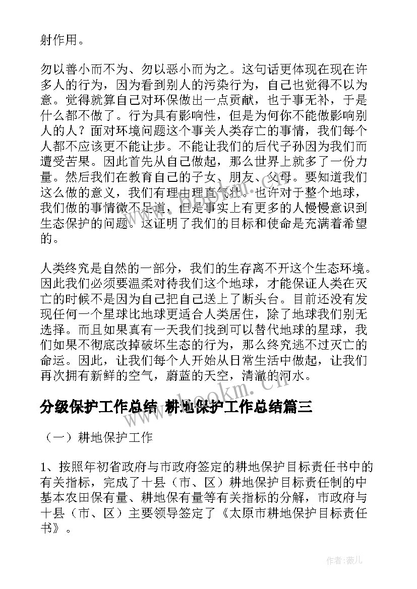 2023年分级保护工作总结 耕地保护工作总结(优质6篇)