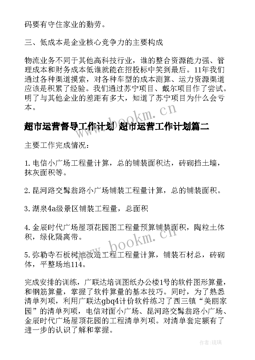 2023年超市运营督导工作计划 超市运营工作计划(优质5篇)