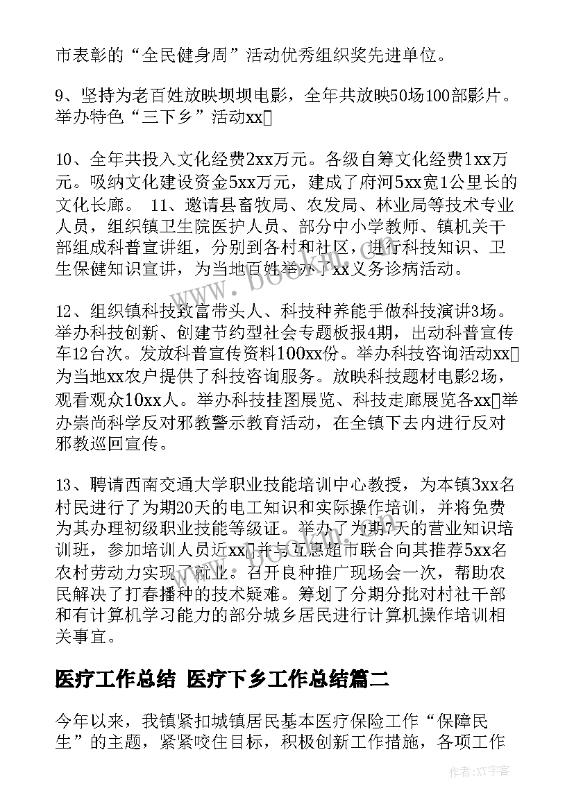 2023年医疗工作总结 医疗下乡工作总结(大全5篇)