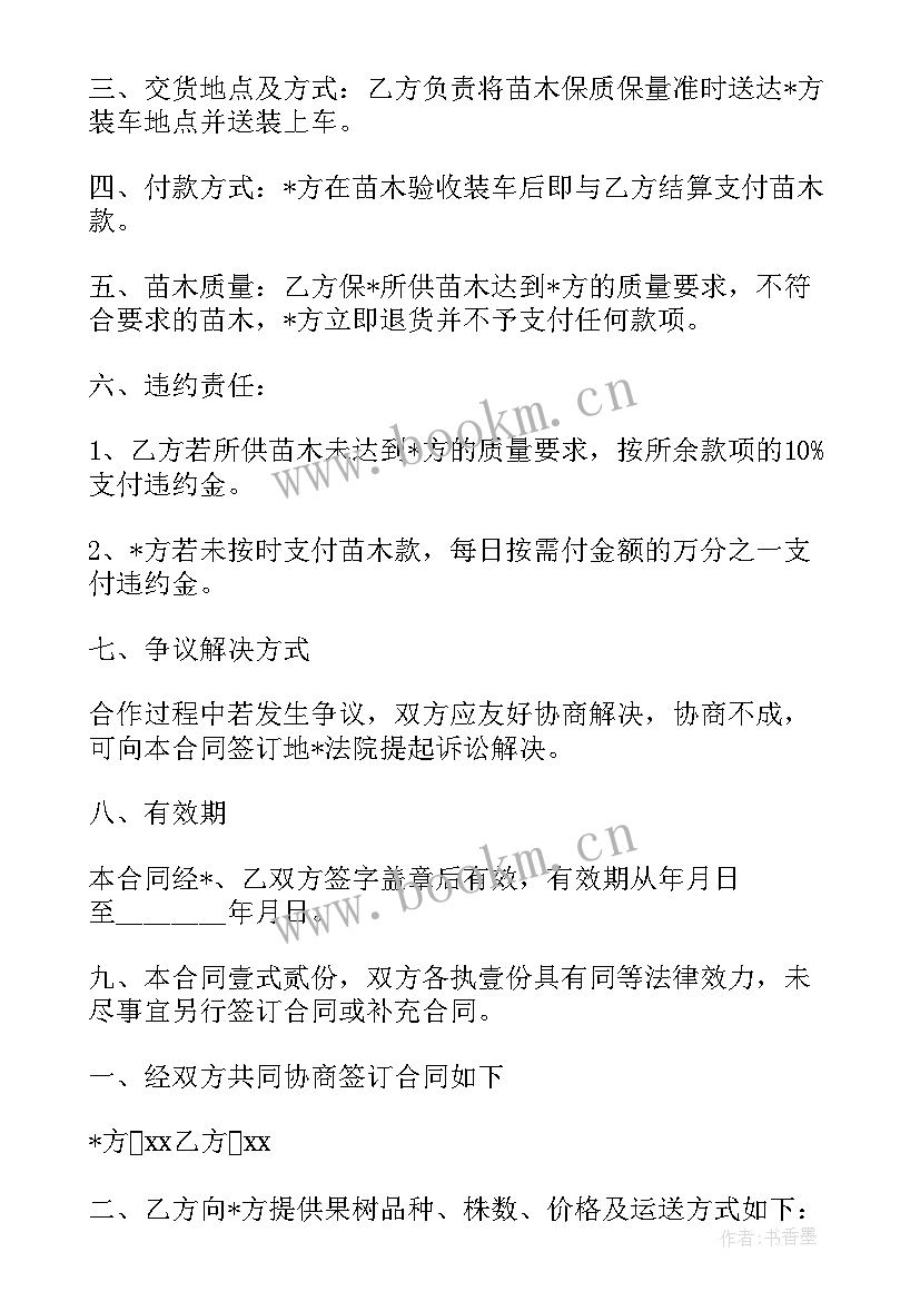 单位苗木购买合同 苗木购销合同(优秀7篇)