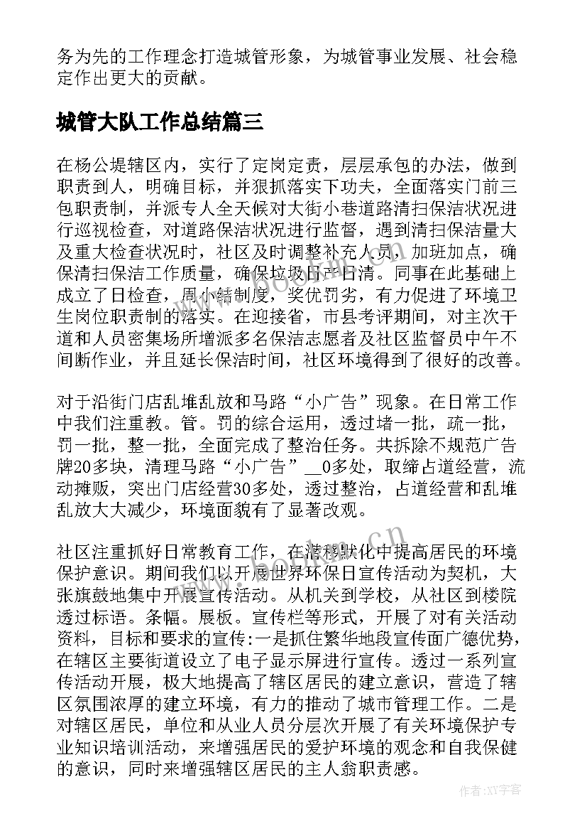 2023年城管大队工作总结(实用8篇)