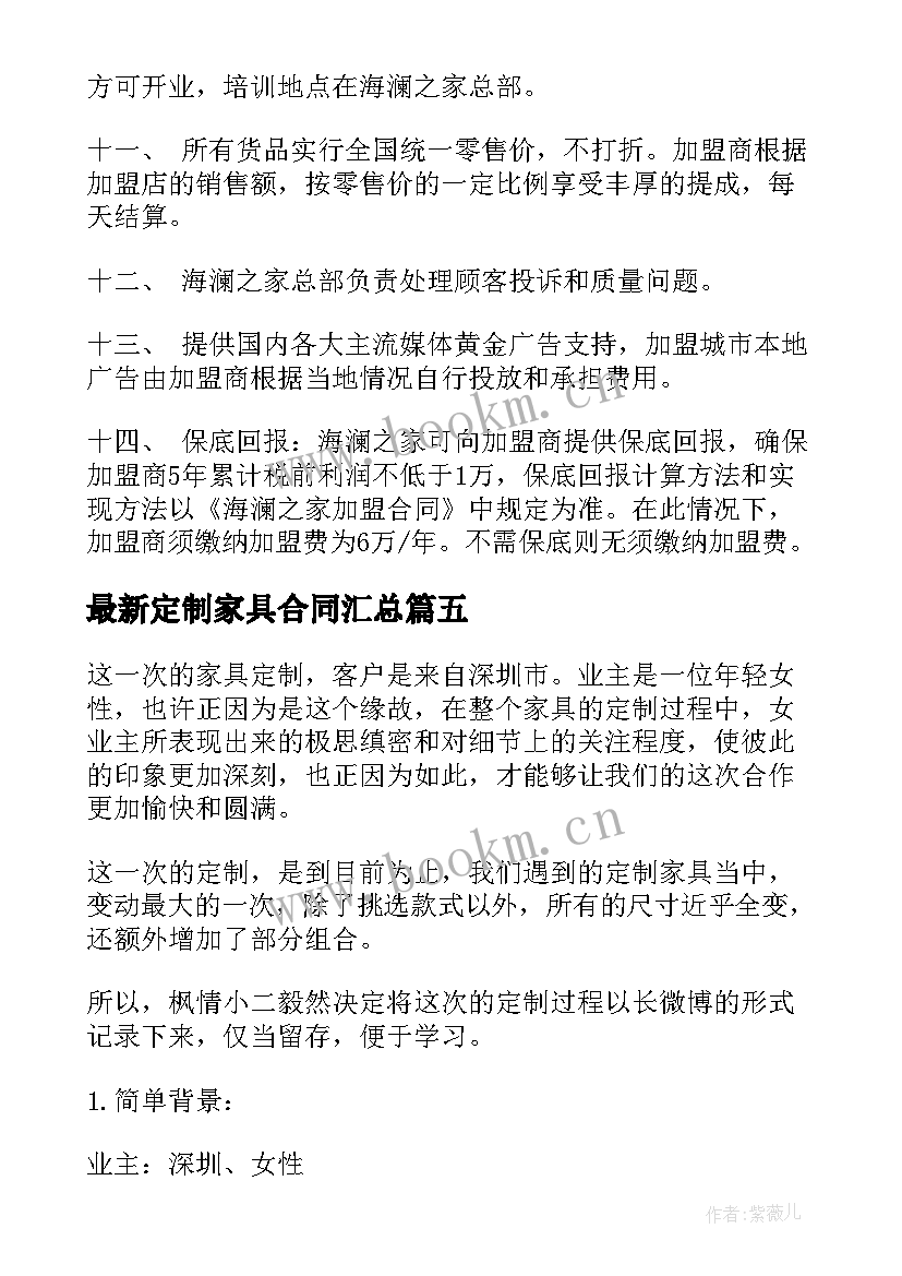 最新定制家具合同(实用10篇)