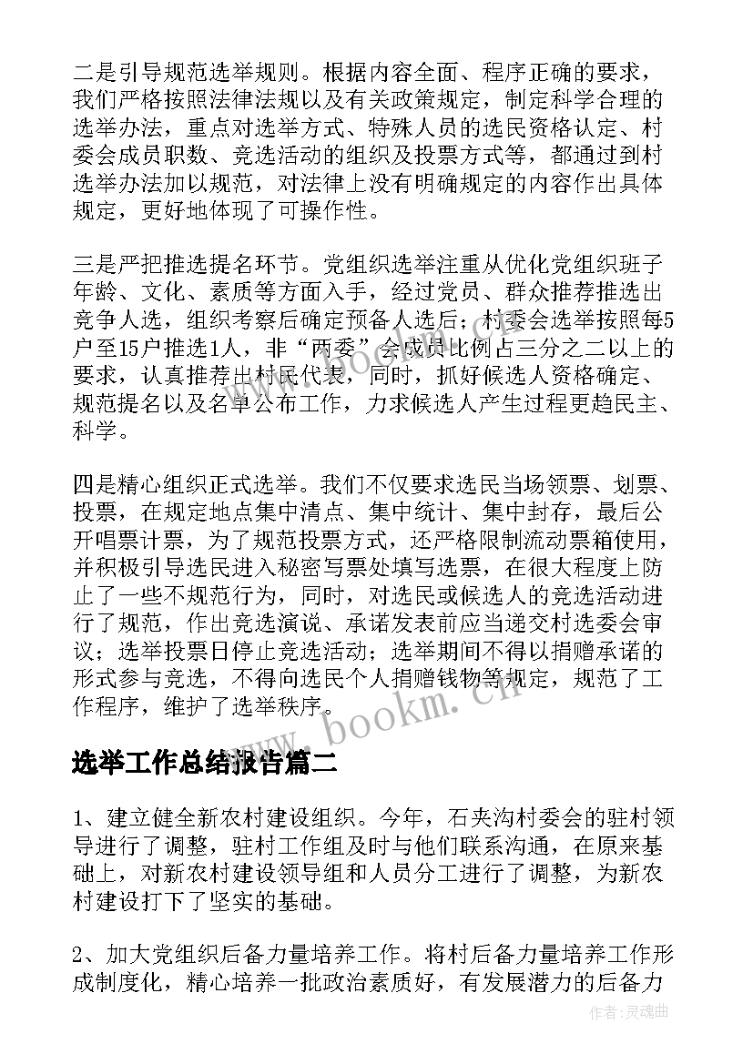 2023年选举工作总结报告(优秀10篇)