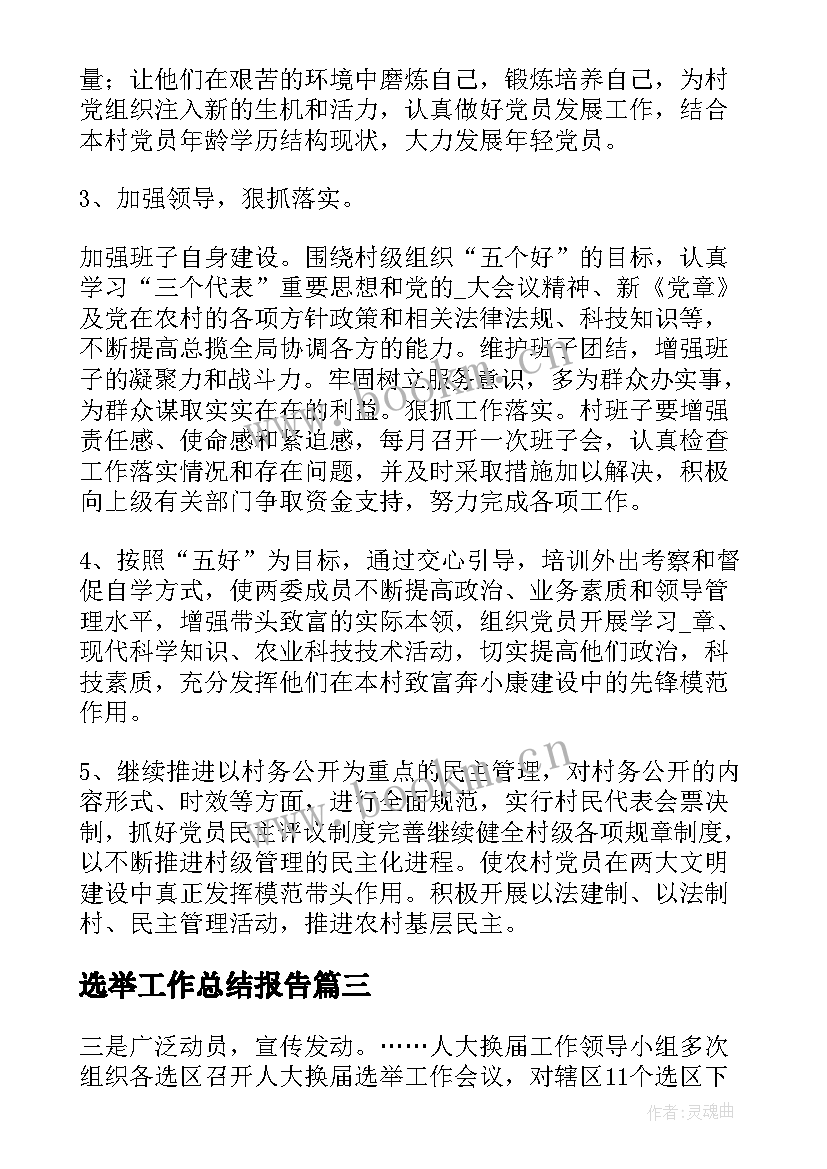 2023年选举工作总结报告(优秀10篇)