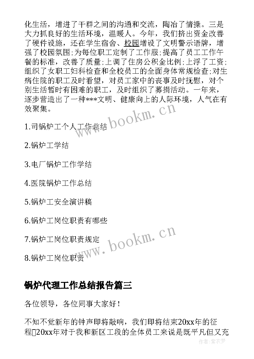 最新锅炉代理工作总结报告(优质9篇)