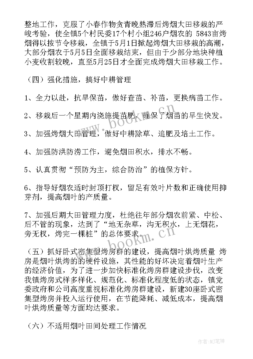 最新站点烤烟工作总结 烤烟工作总结(大全5篇)