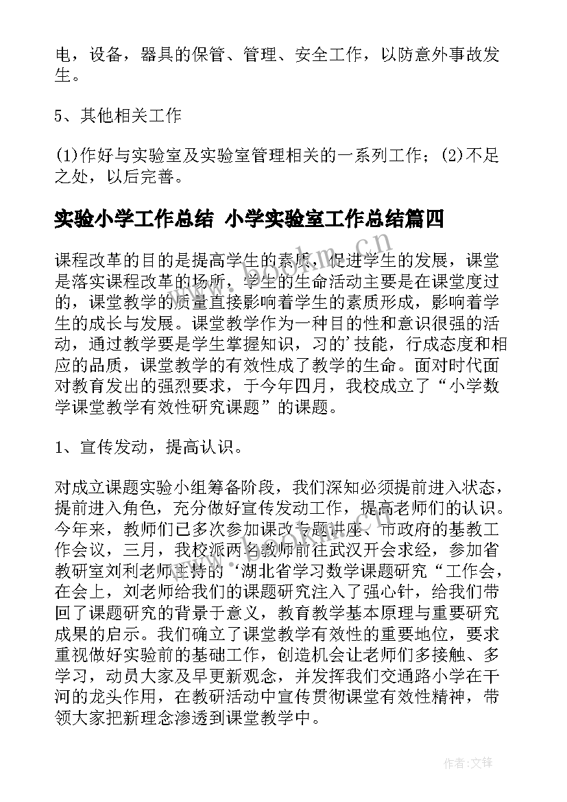 实验小学工作总结 小学实验室工作总结(汇总5篇)