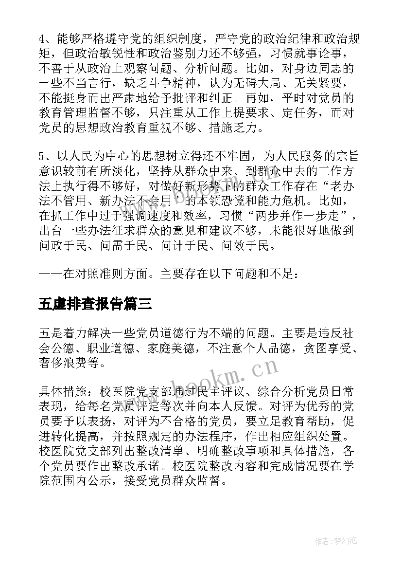 最新五虚排查报告(实用7篇)