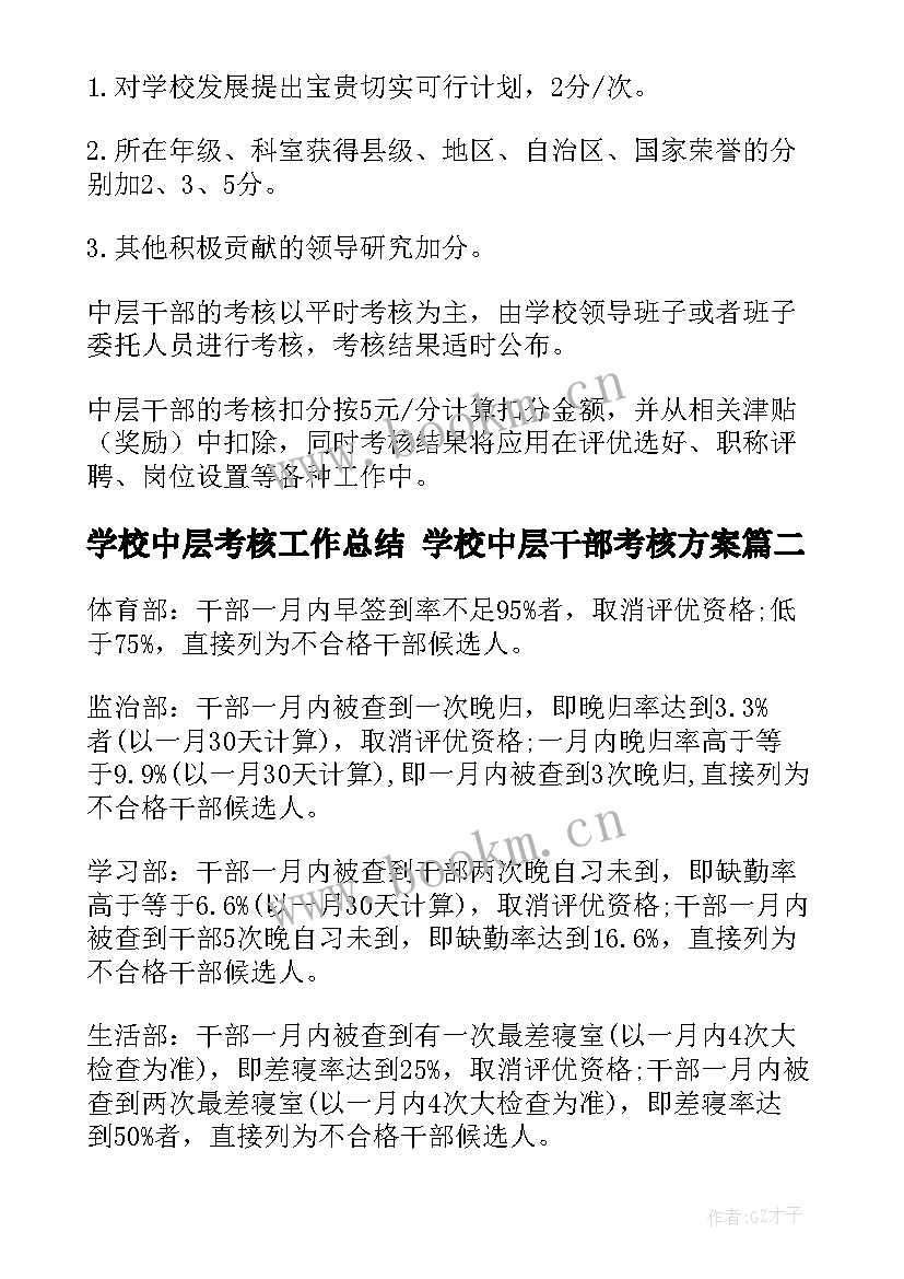 学校中层考核工作总结 学校中层干部考核方案(实用9篇)