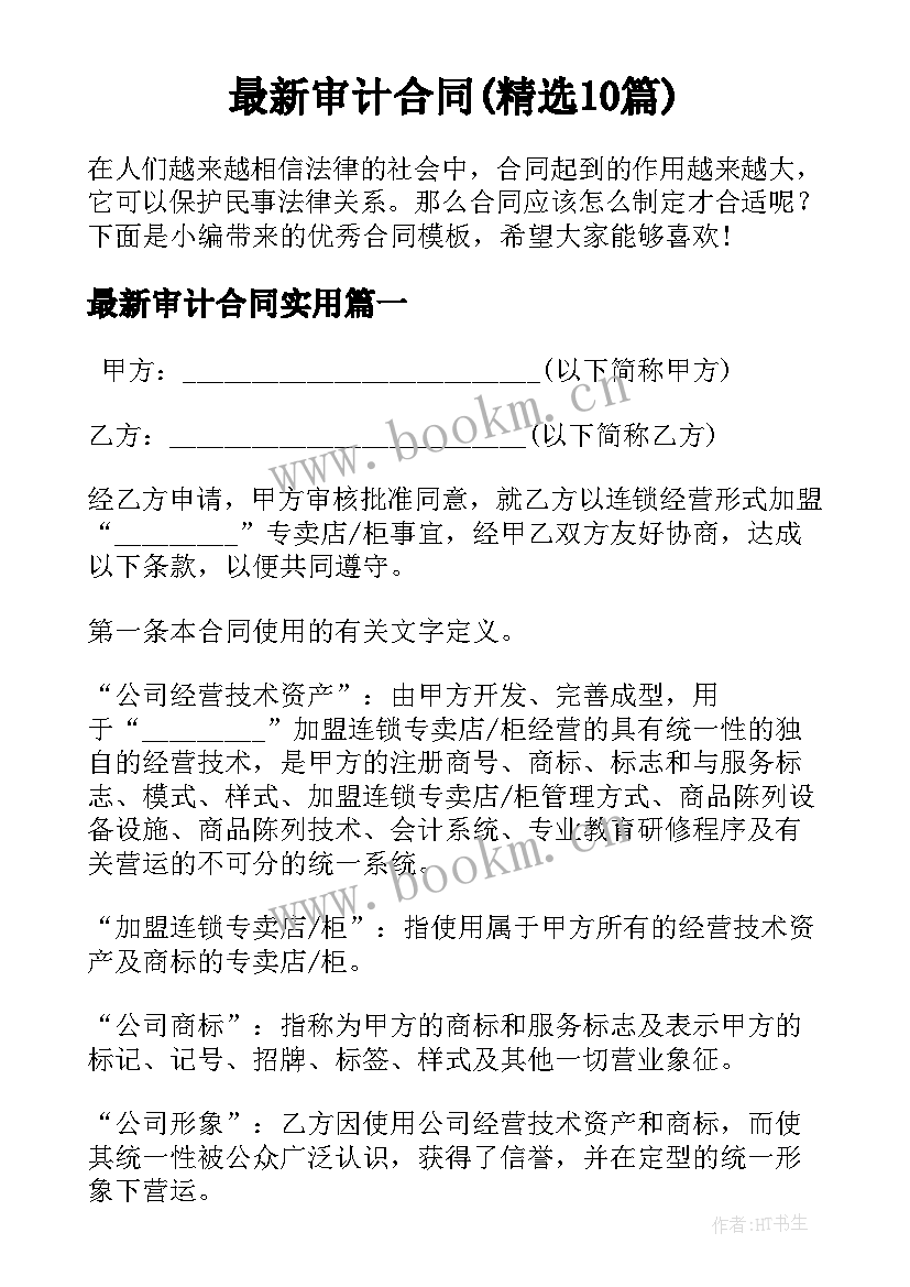 最新审计合同(精选10篇)