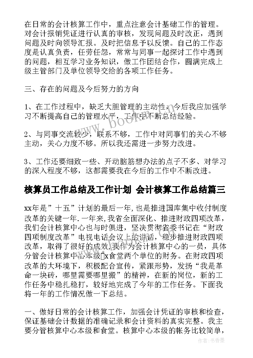 最新核算员工作总结及工作计划 会计核算工作总结(模板6篇)