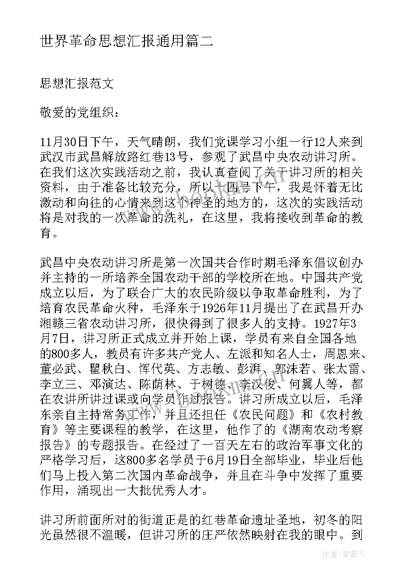 世界革命思想汇报(精选5篇)