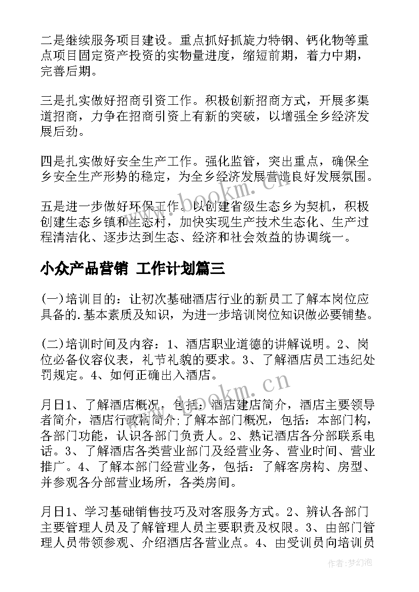 2023年小众产品营销 工作计划(通用7篇)