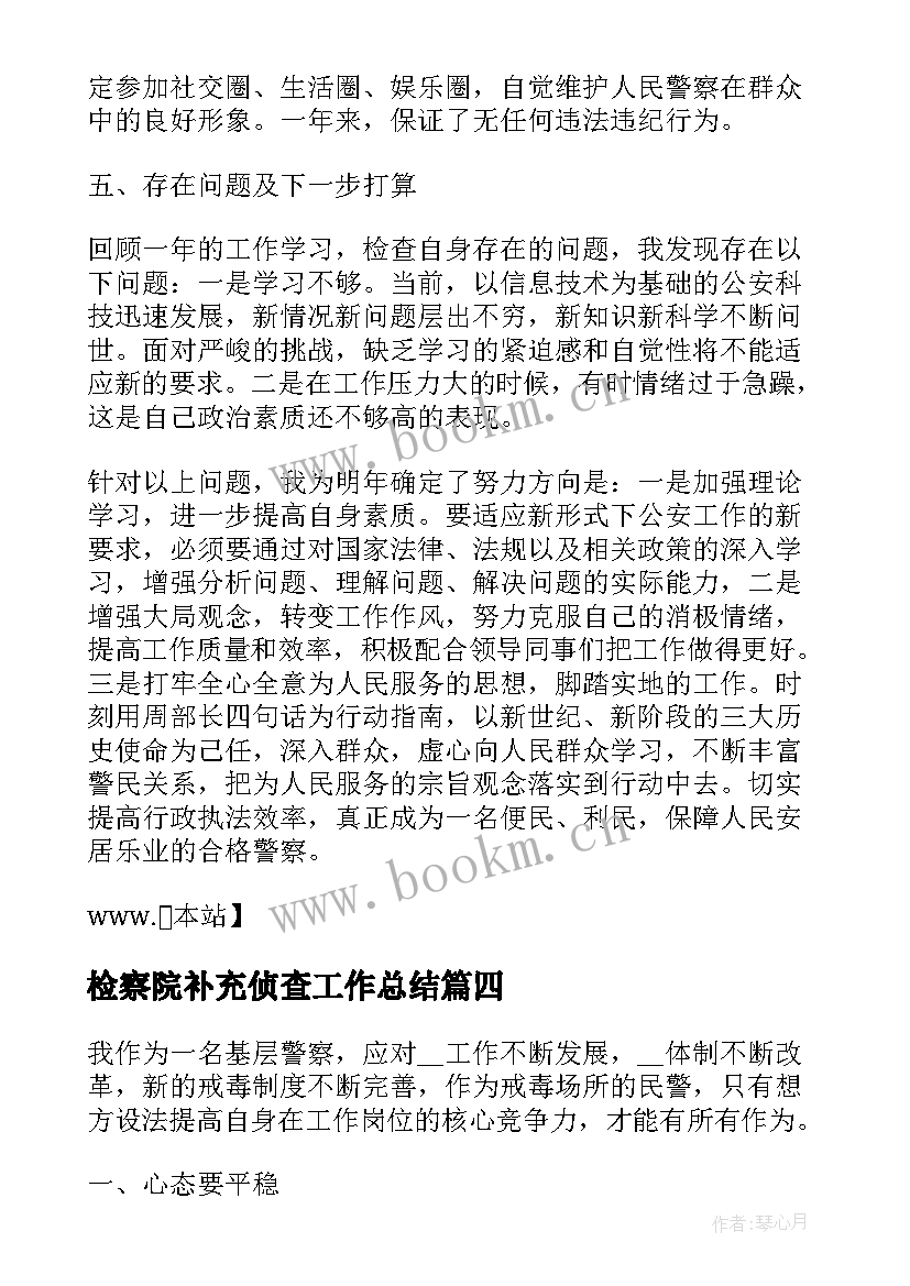 2023年检察院补充侦查工作总结(通用10篇)