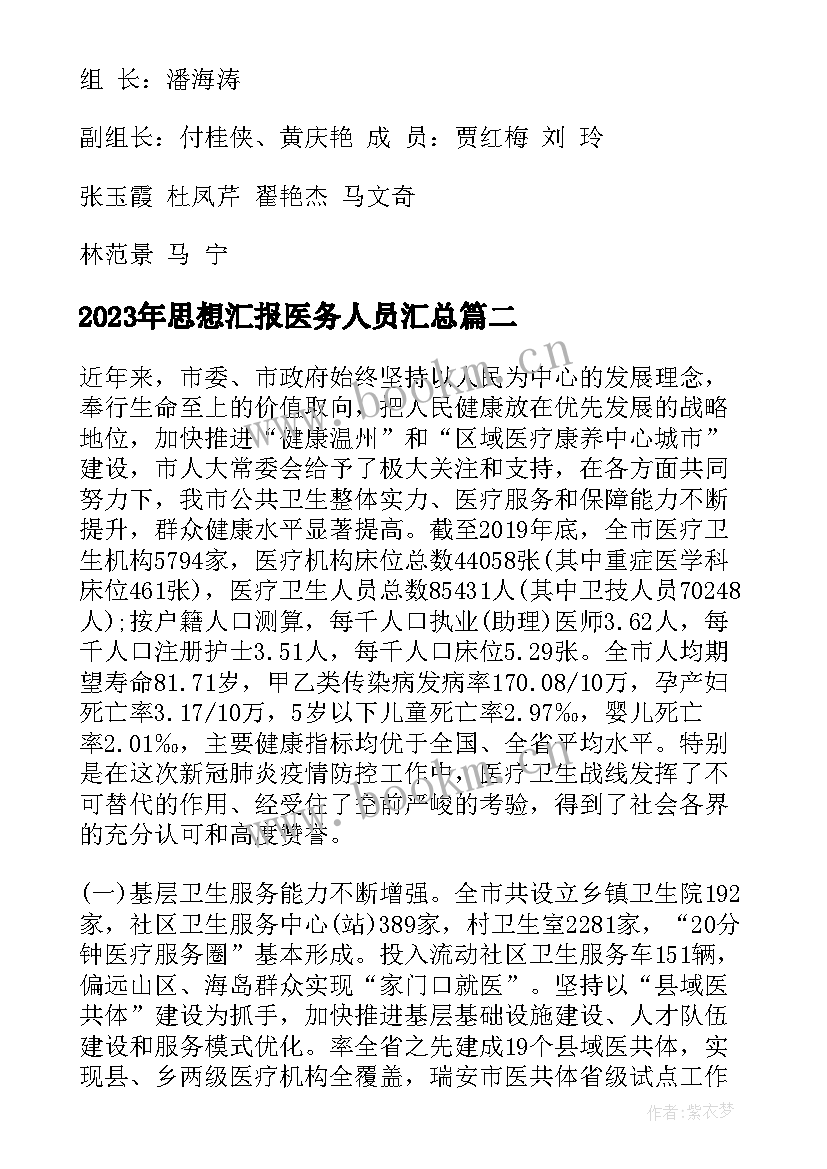 2023年思想汇报医务人员(模板5篇)