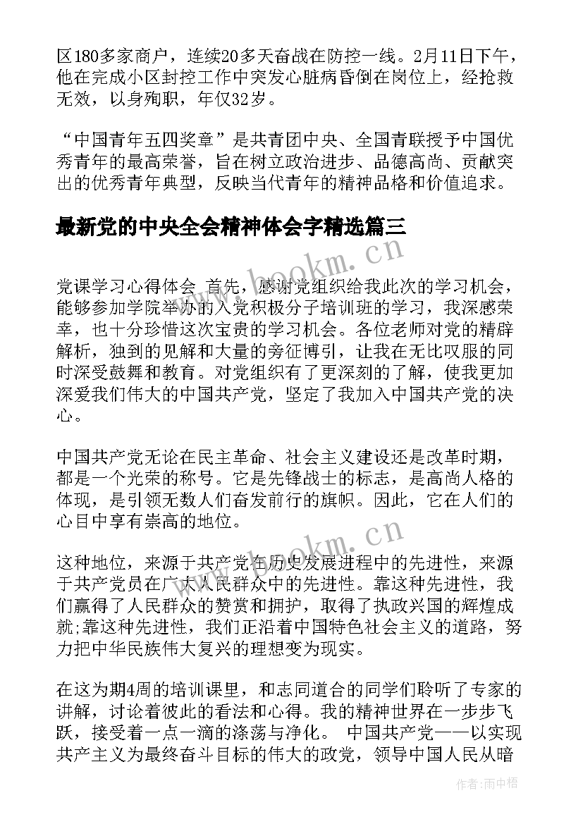 2023年党的中央全会精神体会字(精选9篇)