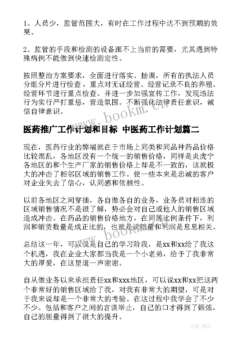 最新医药推广工作计划和目标 中医药工作计划(精选6篇)