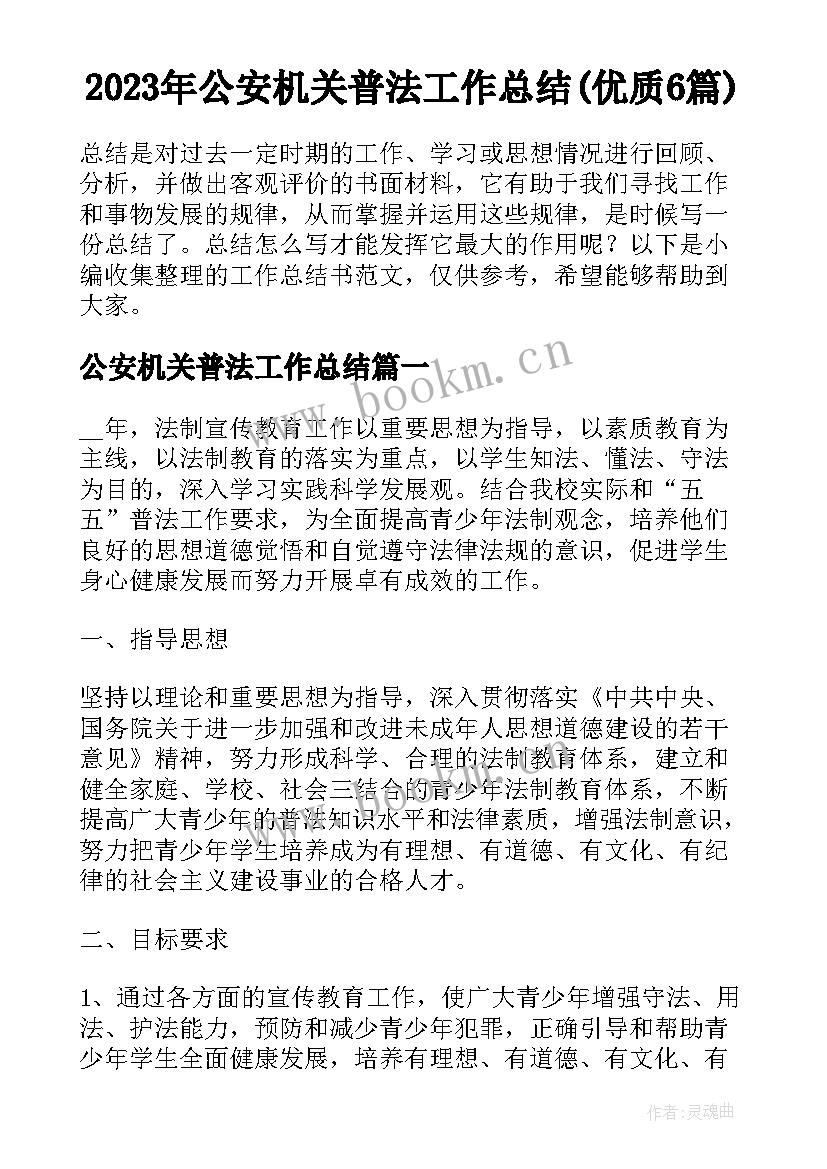 2023年公安机关普法工作总结(优质6篇)