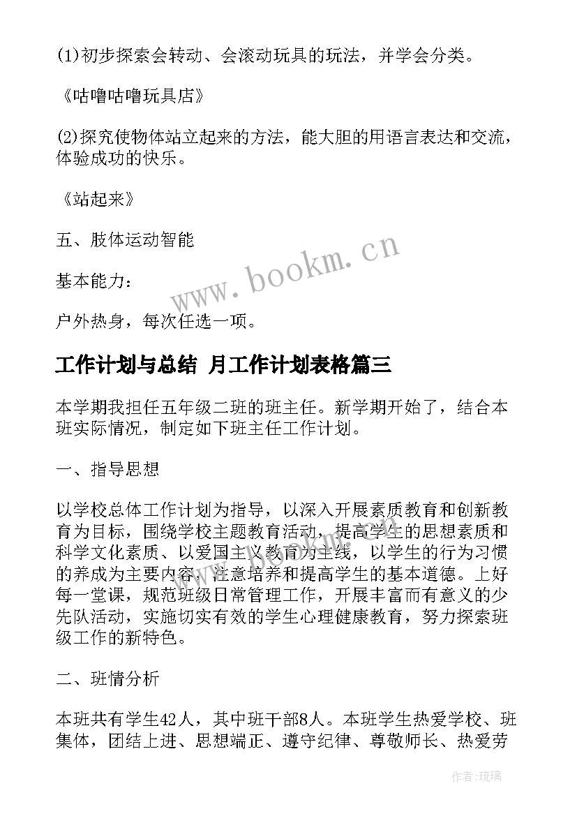 2023年工作计划与总结 月工作计划表格(优秀9篇)