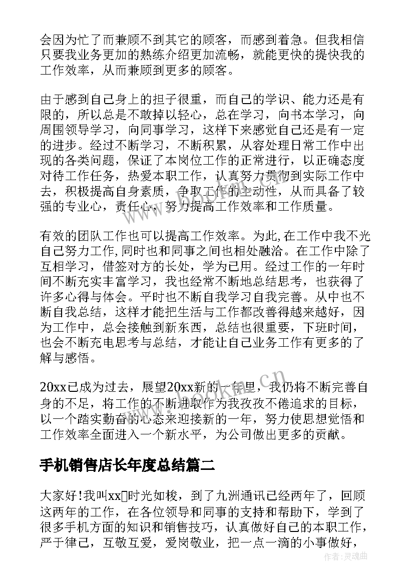 手机销售店长年度总结(模板8篇)