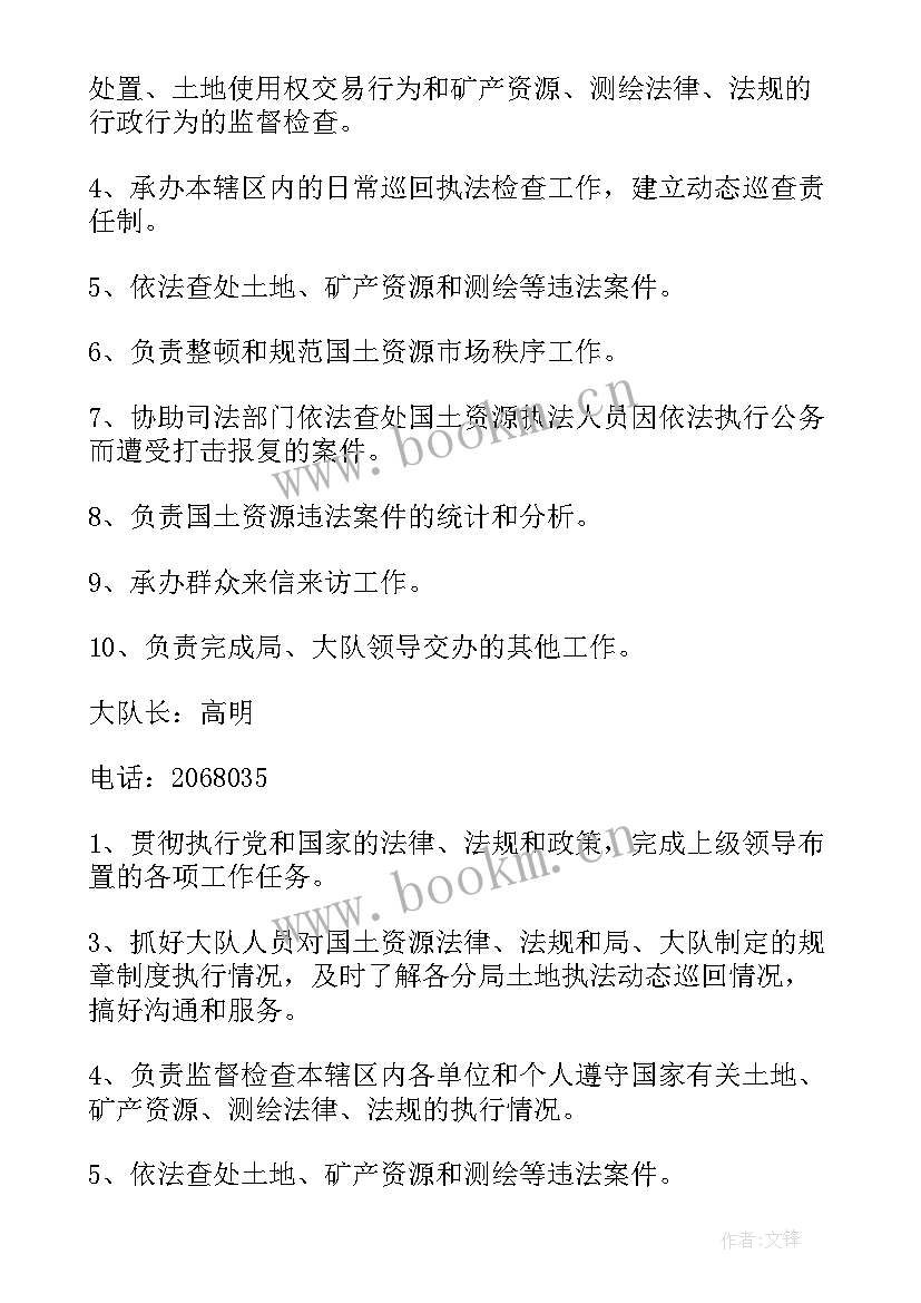 国土执法大队个人总结 国土执法监察个人岗位职责风险(优质5篇)