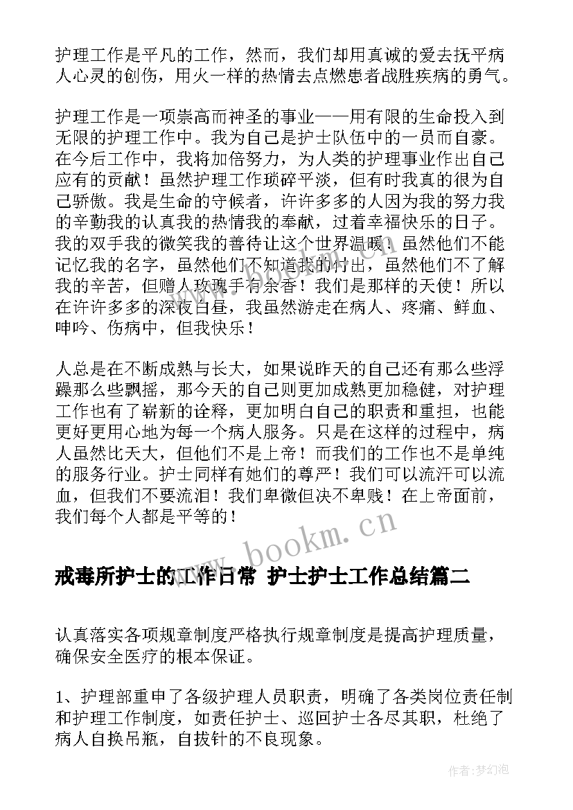 2023年戒毒所护士的工作日常 护士护士工作总结(精选10篇)