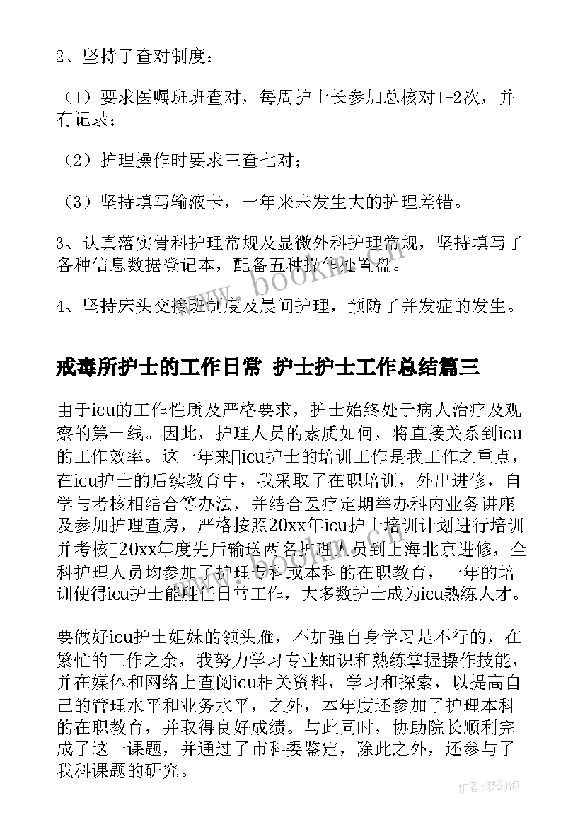 2023年戒毒所护士的工作日常 护士护士工作总结(精选10篇)