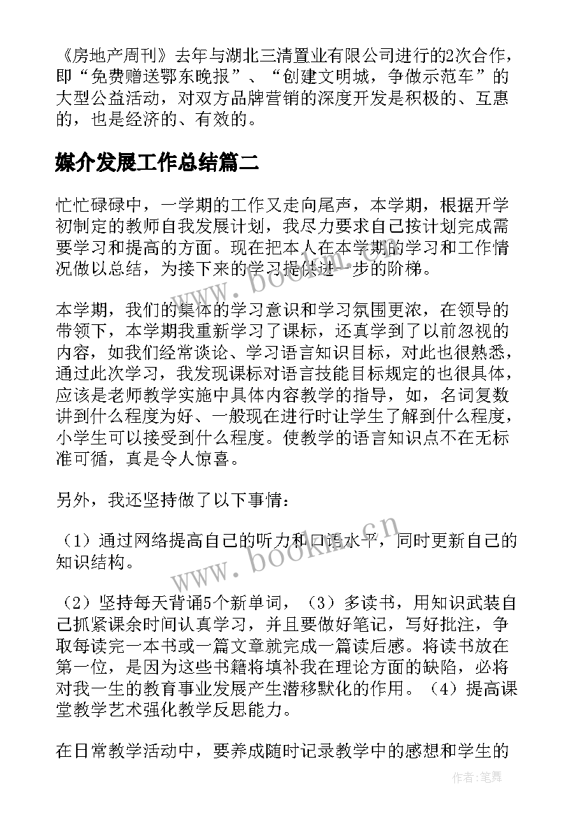 媒介发展工作总结(精选10篇)