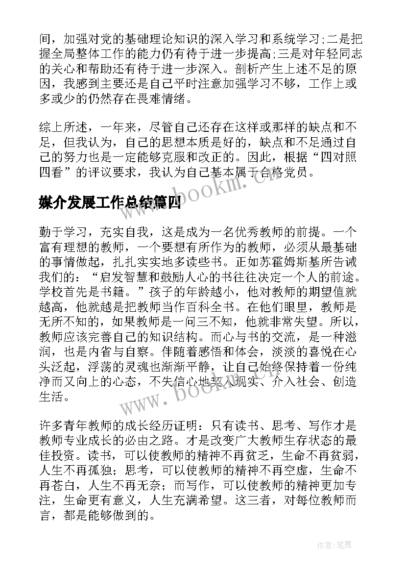 媒介发展工作总结(精选10篇)