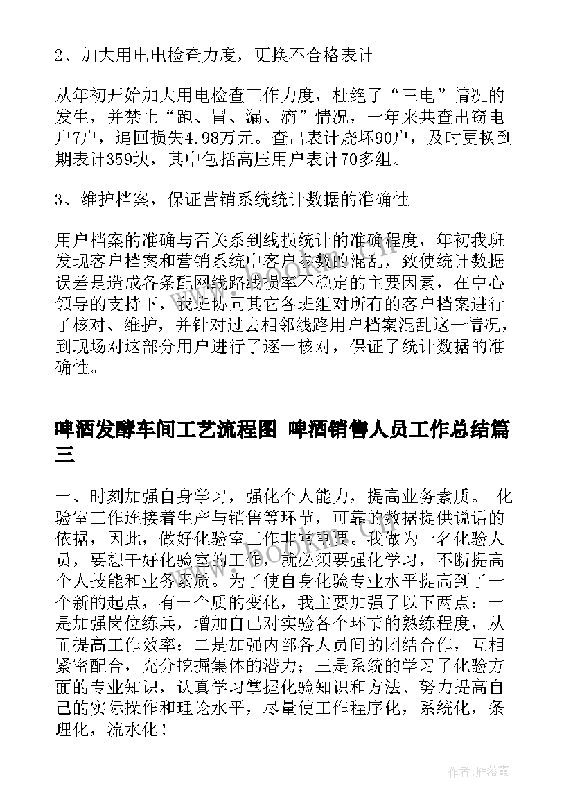 2023年啤酒发酵车间工艺流程图 啤酒销售人员工作总结(通用5篇)