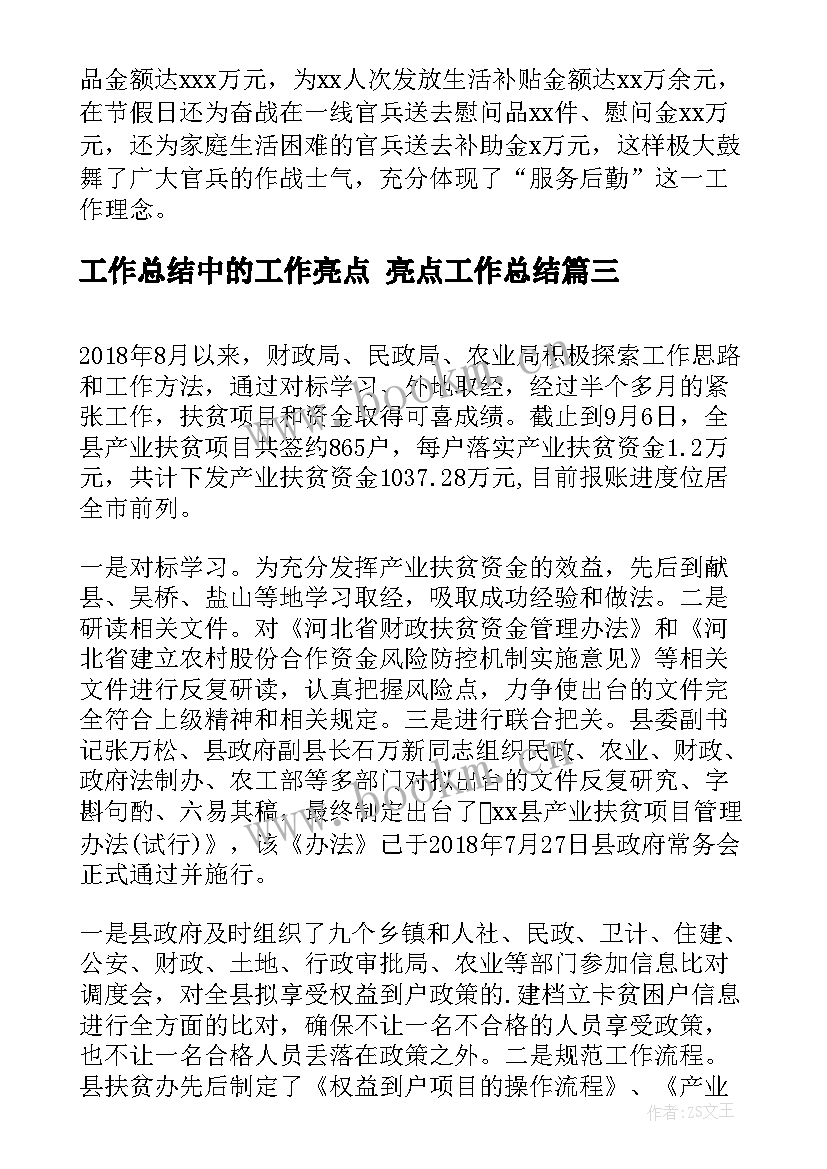 工作总结中的工作亮点 亮点工作总结(大全10篇)