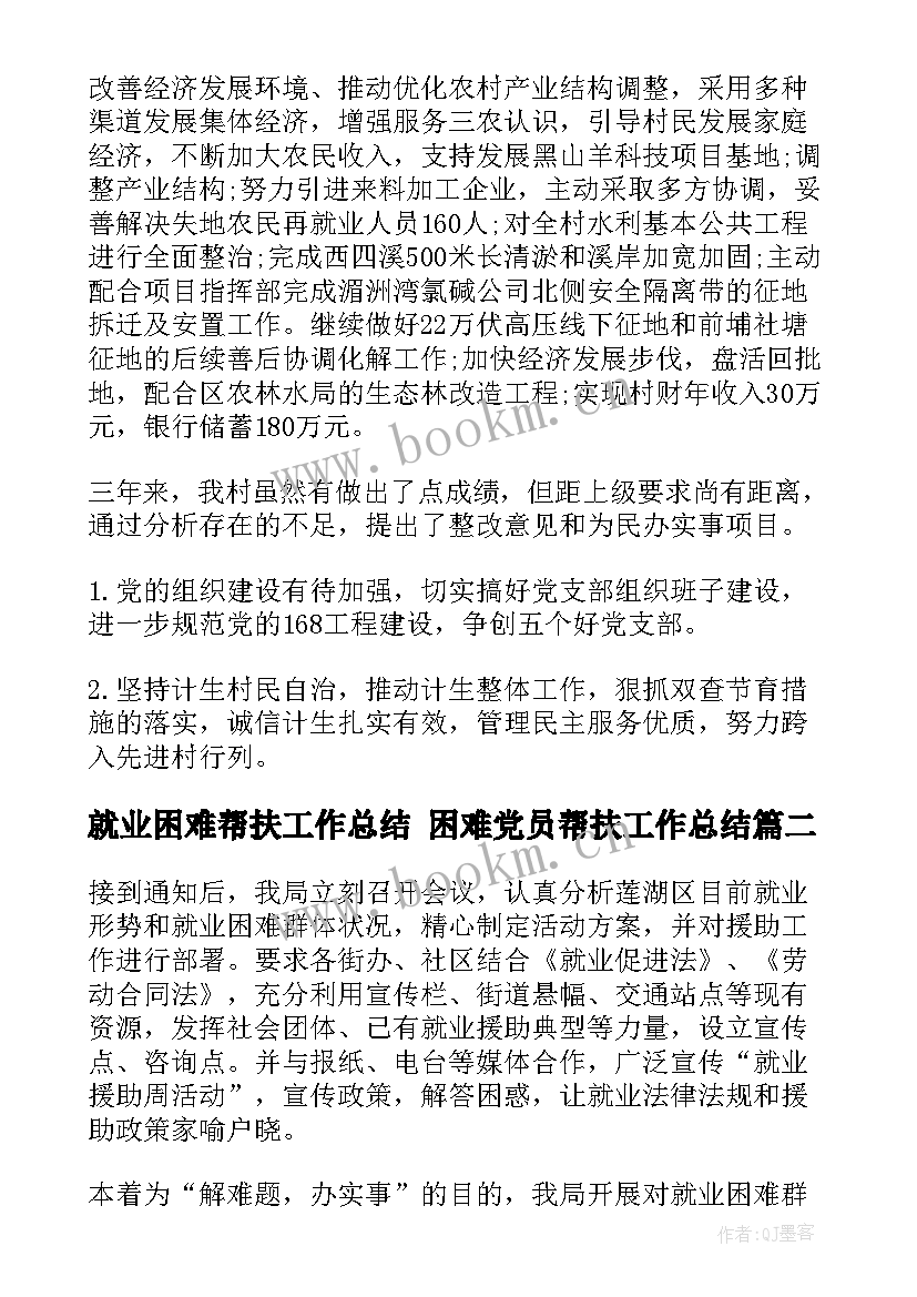 就业困难帮扶工作总结 困难党员帮扶工作总结(精选10篇)