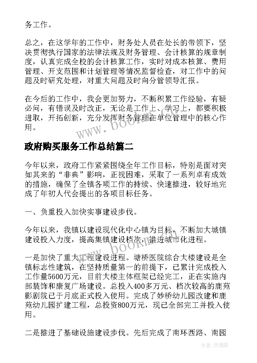 最新政府购买服务工作总结(通用6篇)