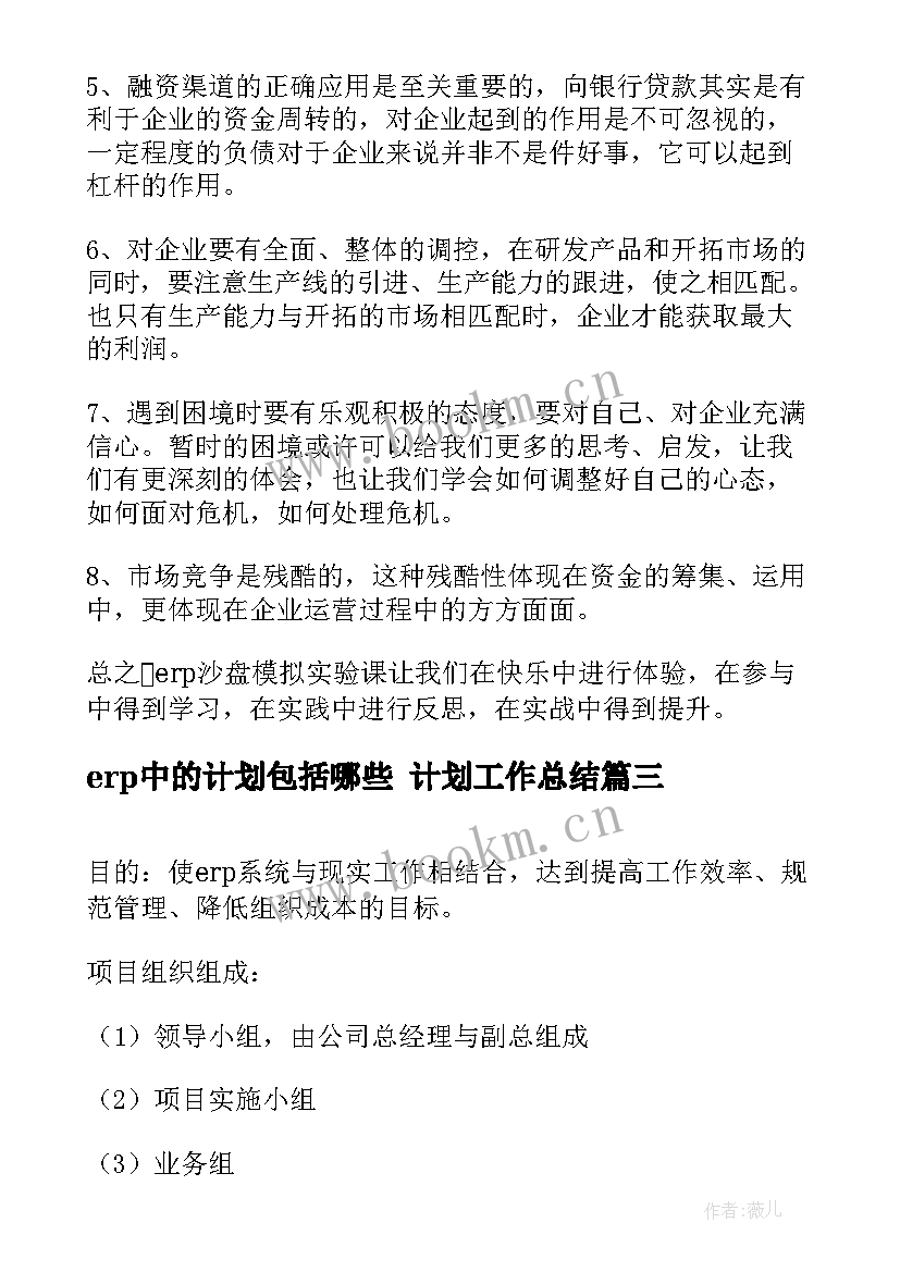 2023年erp中的计划包括哪些 计划工作总结(精选7篇)