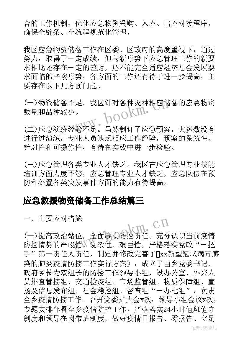 2023年应急救援物资储备工作总结(大全10篇)