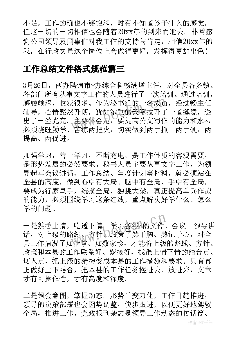 2023年工作总结文件格式规范(实用9篇)